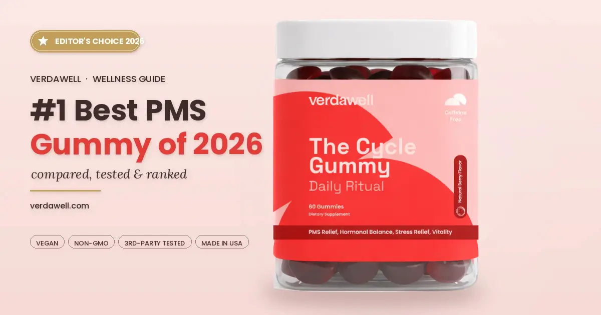 Verdawell PMS Relief Gummies jar – best PMS gummies of 2026 for cramps, mood and bloating
